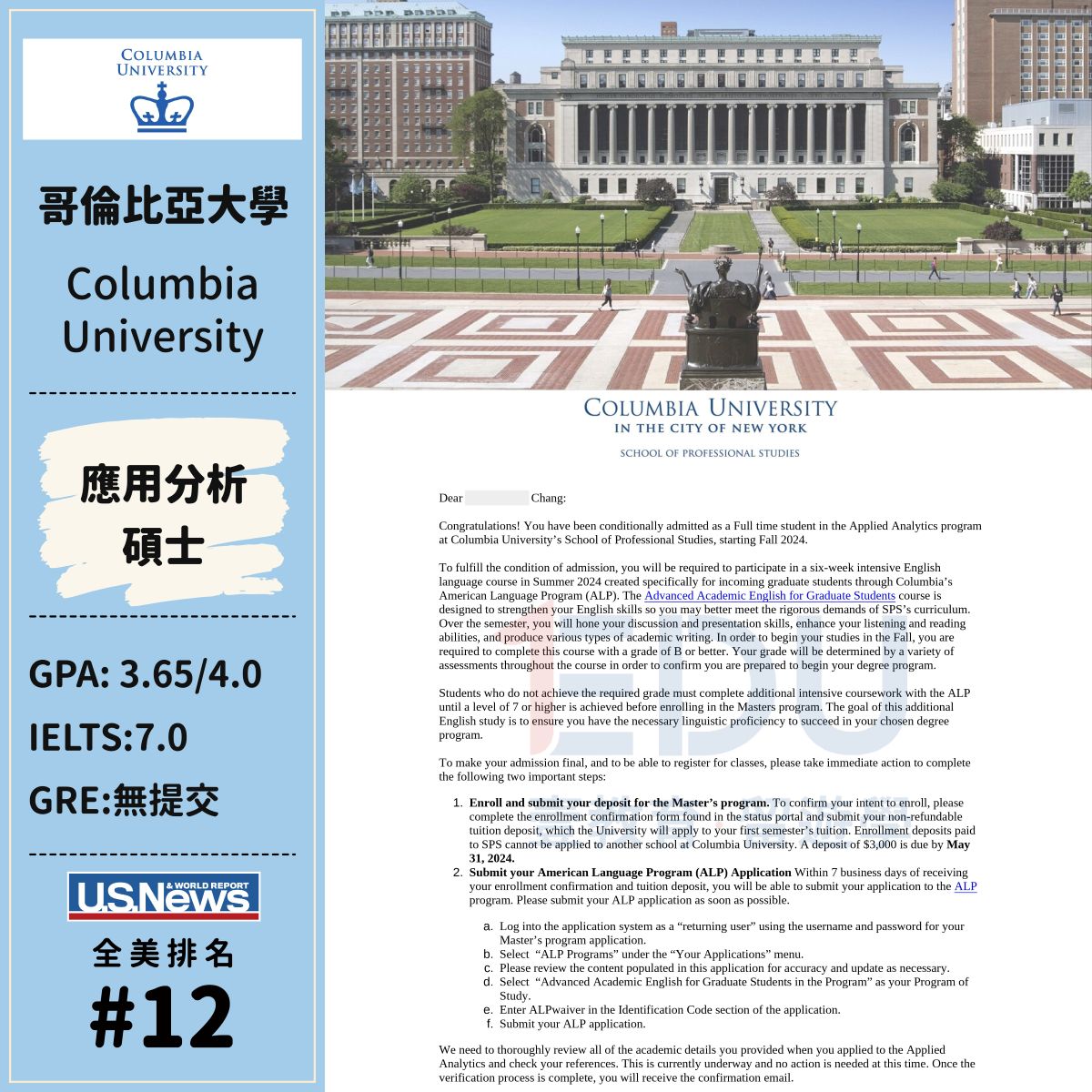 哥倫比亞大學｜應用分析碩士